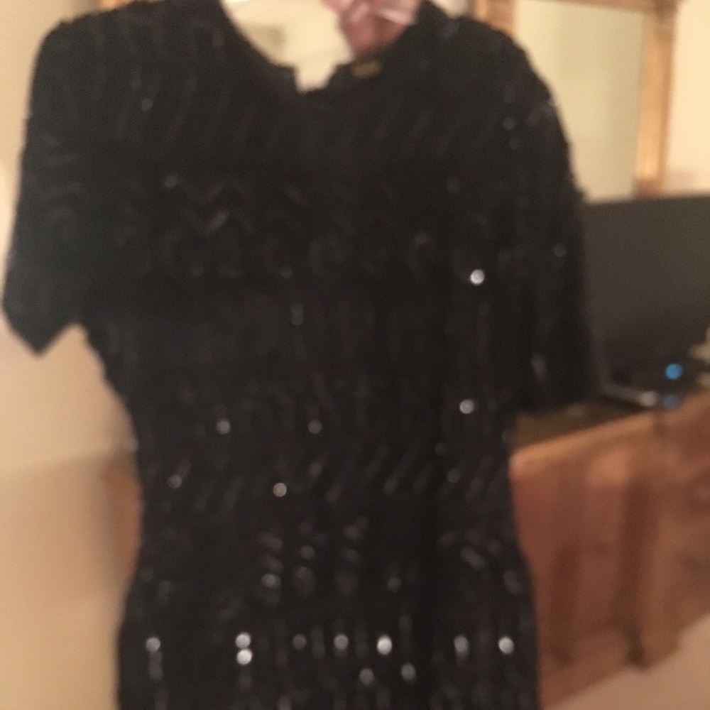 Black beaded knee length dress